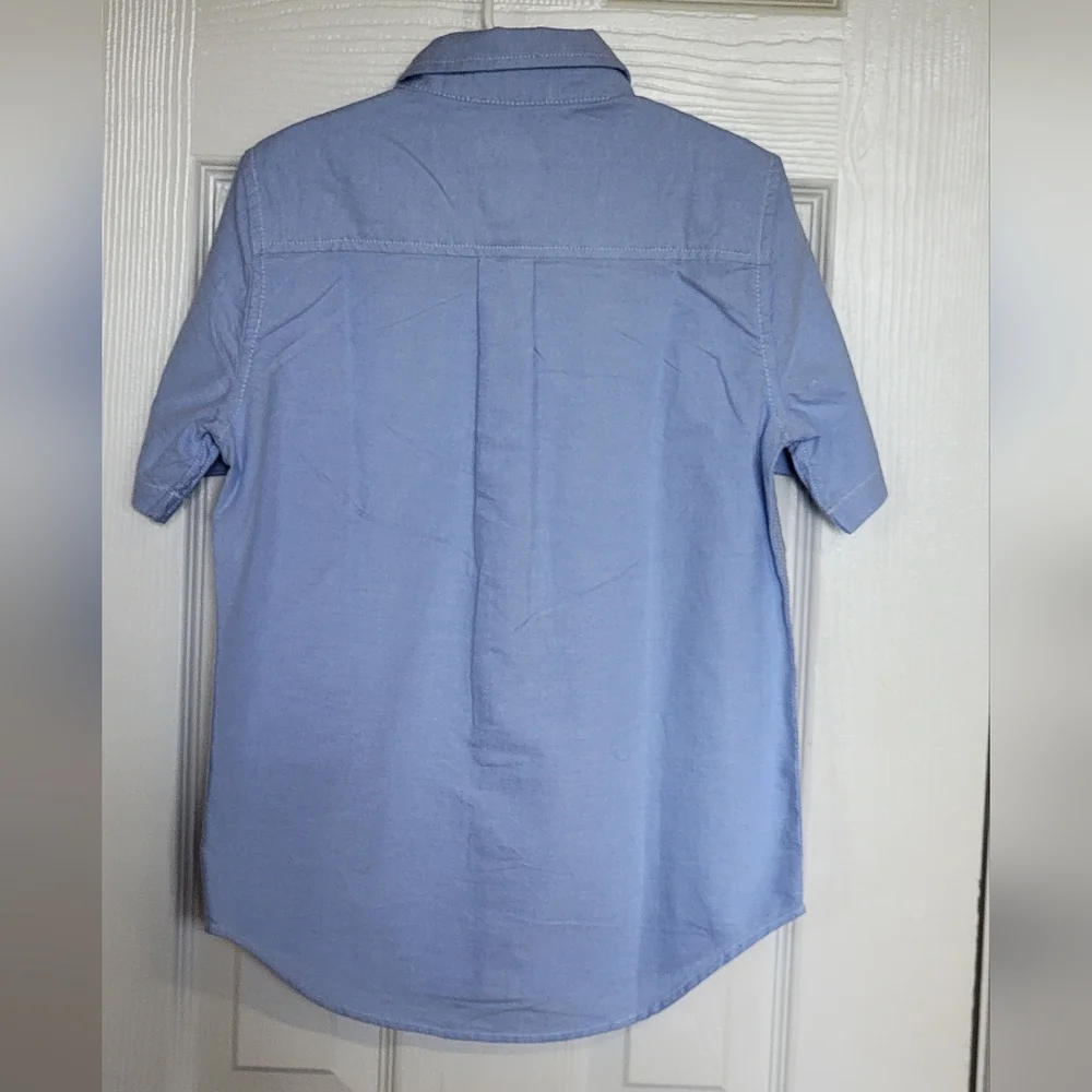 The Children's Place Blue Button Down Shirt Short Sleeve, M (7/8)
